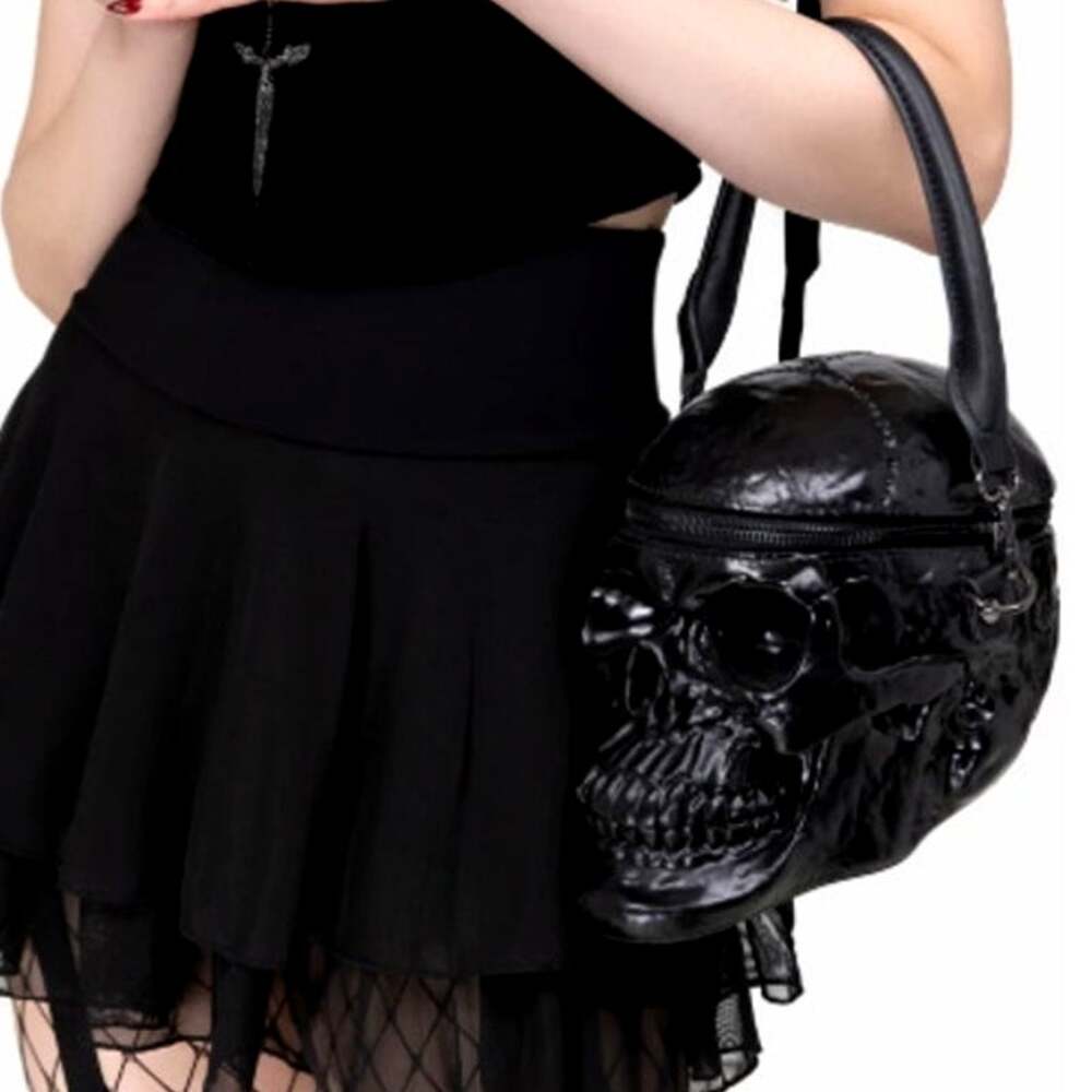 Killstar Grave Digger Skull Handbag Black
